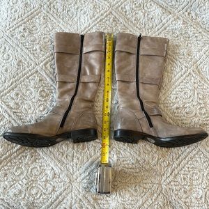 Born grayish brown, tall boots size 8